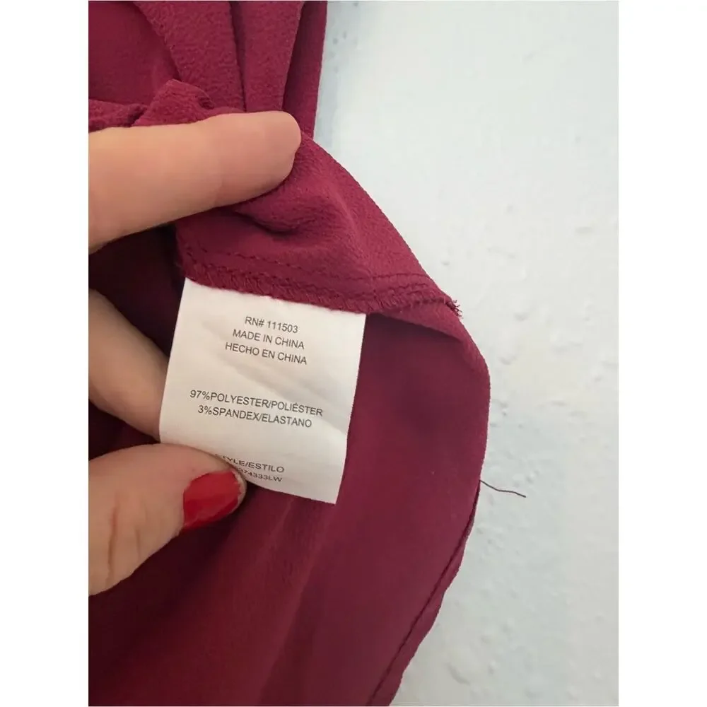 Lily white Women's Burgundy berry Cap-Sleeve Blouse size medium